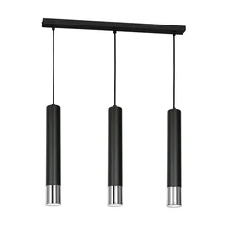 Luster na sajli NEST 3xGU10/8W/230V crna/sjajni hrom