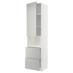 METOD / MAXIMERA Vis.elem.mikrotal. s vratima/2fioke, bela/Havstorp svetlosiva, 60x60x240 cm