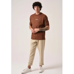 Antioch Majica Basic rjava / bela