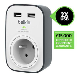 Prenapetostna vtičnica BELKIN, 2x 2,4A USB, 1x 220V