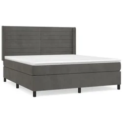 Vidaxl Box spring postelja z vzmetnico temno siva 160x200 cm žamet