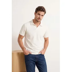 Trendyol Muška majica Tmnss26Po00034, Krem