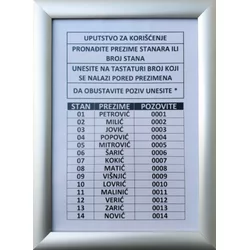 TEHTEL Ram za spisak stanara A5