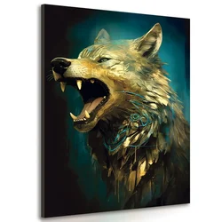 Slika modro zlati volk - 40x60
