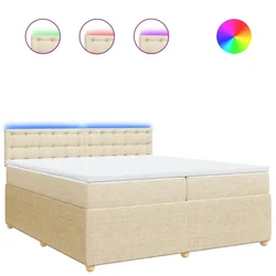Vidaxl Box spring postelja z vzmetnico krem 200x200 cm blago