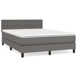 Vidaxl Box spring postelja z vzmetnico siv 140x200 cm umetno usnje