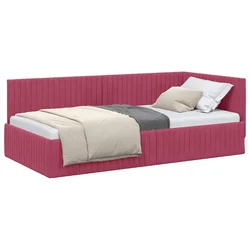 Vidaxl Kotna postelja Vinorodna rdeča 100 cm x 200 cm Žamet