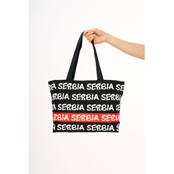 SERBIA ART Poklon suvenir Moderna ženska torba Serbia Crna, Crveni okvir