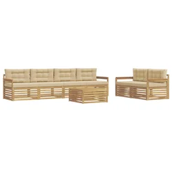 Set vanjskih sofa s jastukom 7 pcs Bijela i bež Poliester