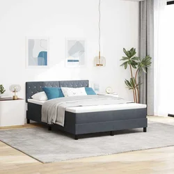 LED Box Spring Krevet s madracem Tamno siva 160 x 200 cm Baršun