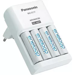 Panasonic Vtični polnilnik Panasonic MQN09, vključ. s 4 akumulatorskimi baterijami Eneloop Mignon (AA), PLG-MQN09-E-4-3UTGB