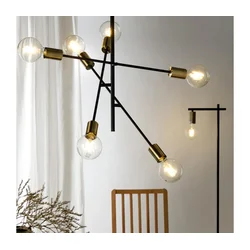 ONLI - Luster na sajli CROSS 6xE27/22W/230V crna/mesing