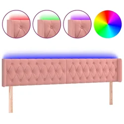 Vidaxl LED posteljno vzglavje roza 183x16x78/88 cm žamet