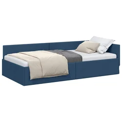 Vidaxl Kotna postelja z vzglavjem Modra 80 cm x 200 cm blago