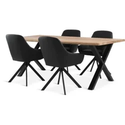 ROSLEV D200 sto natur hrast + 4 ROSTRUP stolice crna