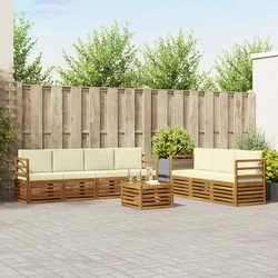 Setovi sofa 8 pcs Prirodna i krem Čvrsto drvo akacije