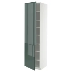 METOD Visoki element s policama/2 vrata, bela/Kallarp tamna sivozelena visokog sjaja, 60x60x220 cm