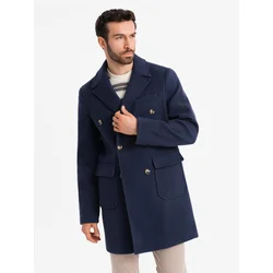 Ombre Mens double-breasted coat with decorative buttons - indigo