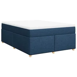 Vidaxl Box spring postelja z vzmetnico modra 140x190 cm blago