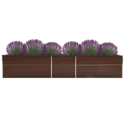 Vidaxl Visoka greda pocinkano jeklo 400x80x45 cm rjava