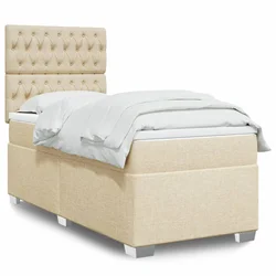 VIDAXL Box spring postelja z vzmetnico krem 100x200 cm blago