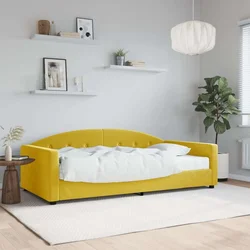 Vidaxl Dnevna postelja z vzmetnico rumena 100x200 cm žamet