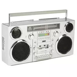 GPO Brooklyn /Ghetto Blaster/ Bluetooth/DAB+ prijenosni kasetofon, CD boombox, srebrni