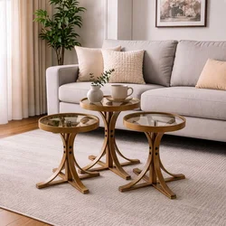 Hanah Home set od 3 umetnutih stočića Palm 3, orah