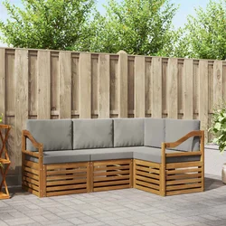 Setovi sofa 4 pcs Prirodna i svijetlo siva Čvrsto drvo akacije