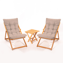 Hanah Home Baštenski set 2 stolice i stočić Braon-Bež
