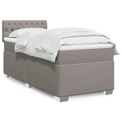 vidaXL Box spring postelja z vzmetnico taupe 90x200 cm blago