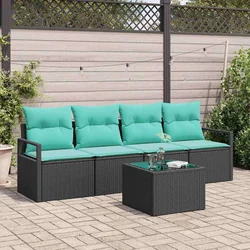 Set sofe 5 pcs Crna i Tirkizna poliratan