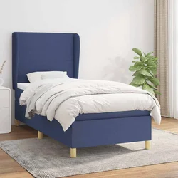 Vidaxl Box spring postelja z vzmetnico modra 90x190 cm blago