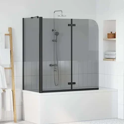 Ograda za tuš Crna 120 x 68 x 130 cm ESG staklo i aluminij