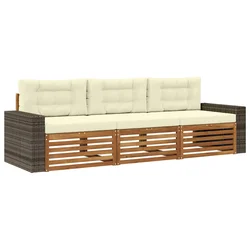 Set vanjskih sofa s jastukom 3 pcs Prirodna i krem Poliester