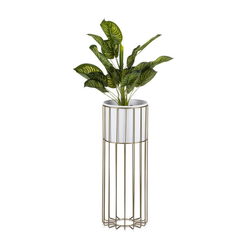 Metalna saksija LOFT 55x20 cm zlatna/bela