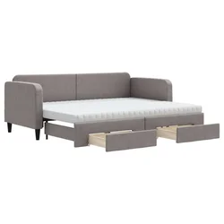 Vidaxl Izvlečna dnevna postelja s predali taupe 80x200 cm blago