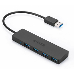 Anker USB hub 3.0 Ultra Slim, 4-portni, črn