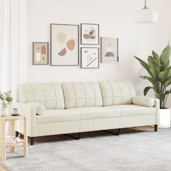 Trosjed s ukrasnim jastucima krem 210 cm baršunasti