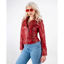 BRACA PREMIUM Ženska kožna jakna BC-3342, Crvena