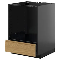 METOD / KNIVSHULT Pod.elem. za pećnicu s fiokom, Crnosiva/Voxtorp im. hrastovine, 60x60 cm