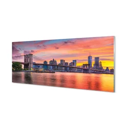 tulup.si Steklena slika Bridge sunrise 140x70 cm 2 obešalnika
