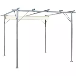 Pergola s pomičnim krovom krem bijela 3 x 3 m čelična