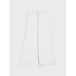 Sinsay - Oversize pantalone od viskoze sa dodatkom lana - belo