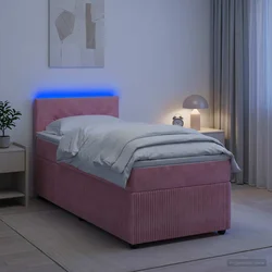 vidaXL Postelja boxspring z vzmetnico Roza 90 x 190 cm Žamet