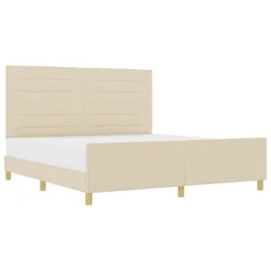 Vidaxl Konstrukcija postelje z vzglavjem krema 180 x 200 cm blago
