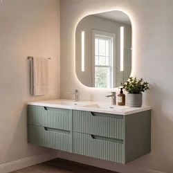 Skye Decor Set kupatilskog ormarića sa umivaonikom i ogledalom, 2 dela, Zeleni