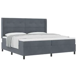 vidaXL vidaXL Box Spring Postelja z Blazino Temno Siva 200x200 cm Velur, (22050955)