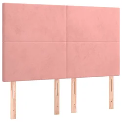 Vidaxl Vzglavje postelje roza 144x5x118/128 cm žamet