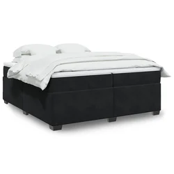 vidaXL Box spring postelja z vzmetnico črna 200x200 cm žamet